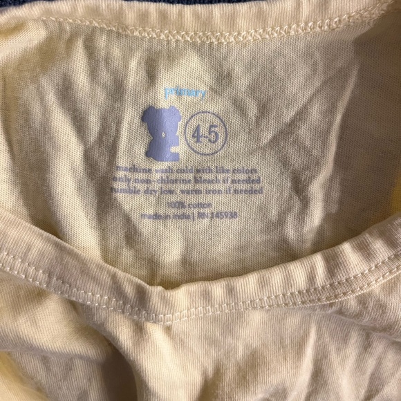 Primary Girls size 4-5 romper dress light yellow with elastic drawstring‎ waist - Picture 2 of 5